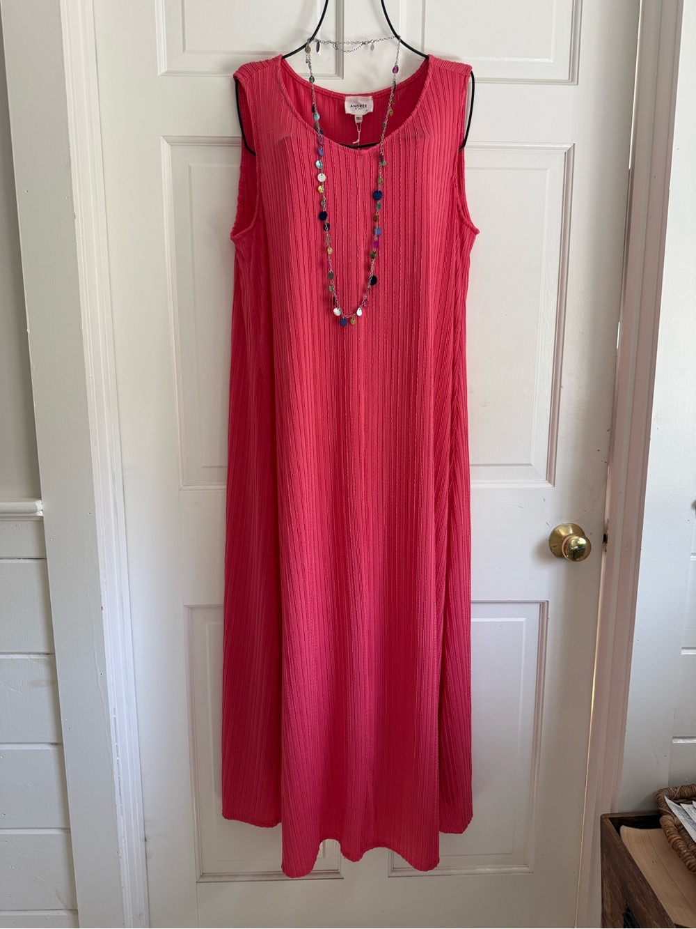 ANDREE BY UNIT Sleeveless Ribbed Maxi Dress - Coral Pink